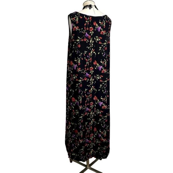 Vintage 90's Uniform Floral Gothic Grunge Whimsygoth Maxi Dress - Picture 5 of 13